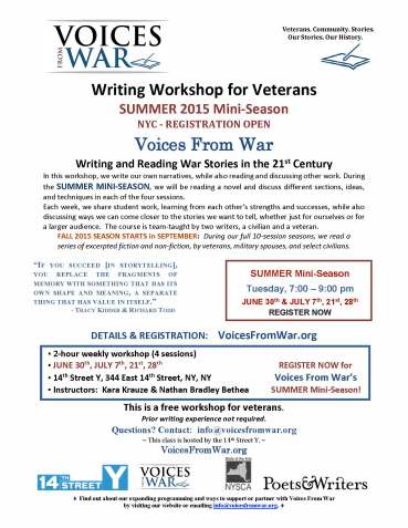 VOICES FROM WAR Summer Mini-Season