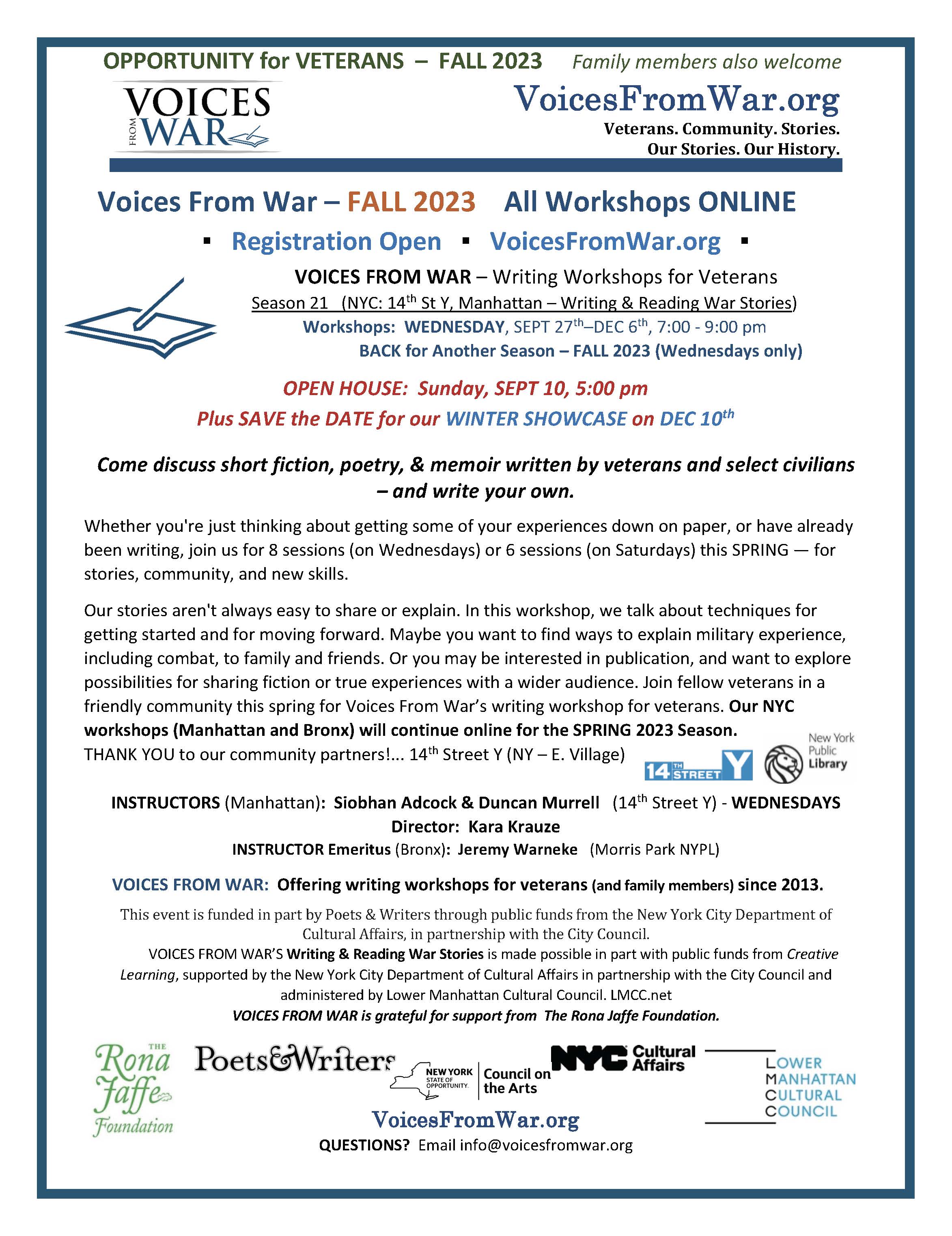 FLYER - ALL Online - VOICES FROM WAR__FALL_2023