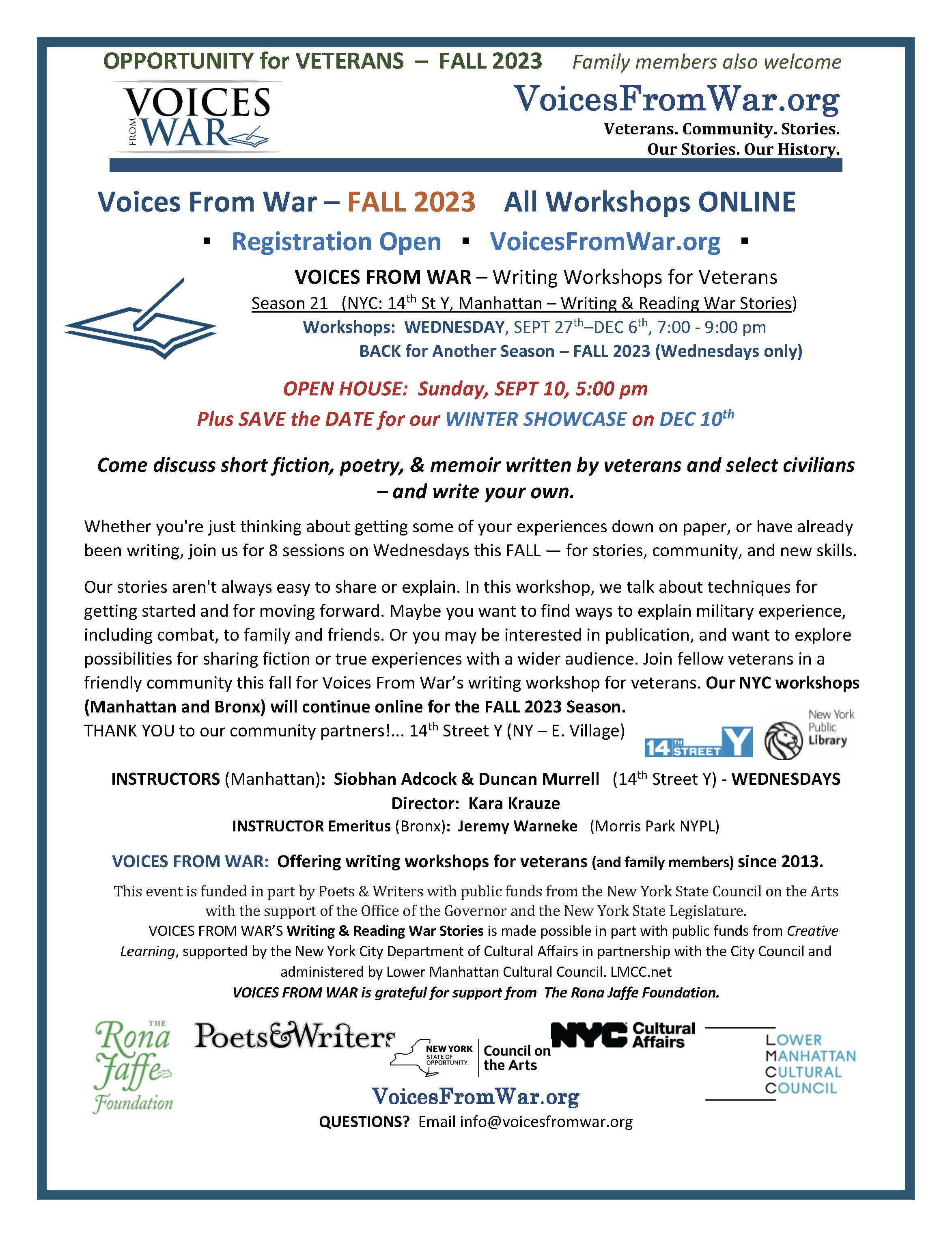 FLYER - ALL Online - VOICES FROM WAR__FALL_2023